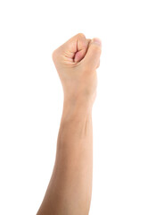 A clenched fist on white background