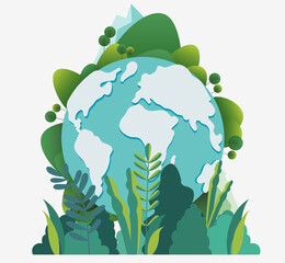 Happy Earth day vector illustration. Eco friendly ecology concept