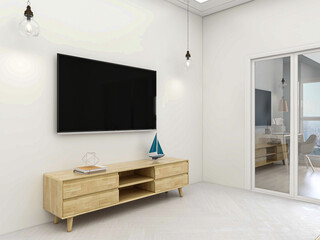 Modern living room with sofa, TV, etc