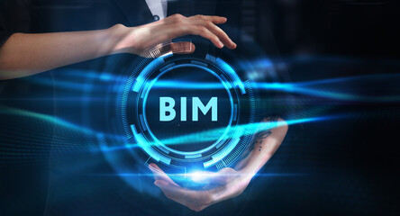 Business, technology, internet and network concept. Young businessman thinks over the steps for successful growth: BIM