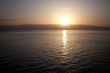 sunrise over the sea of Galilee in Israel