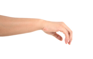 A relaxed hand in front of white background