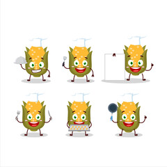 Cartoon character of corn with various chef emoticons