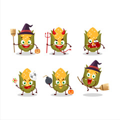 Halloween expression emoticons with cartoon character of corn