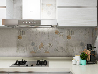 The sun shines through the clean and tidy kitchen with kitchen utensils and refrigerators