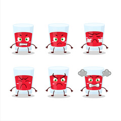 Cranberry juice cartoon character with various angry expressions
