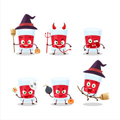 Halloween expression emoticons with cartoon character of cranberry juice