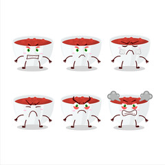 Cranberry sauce cartoon character with various angry expressions