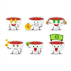 Cranberry sauce cartoon character with cute emoticon bring money