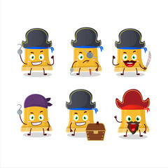 Cartoon character of gold bell with various pirates emoticons