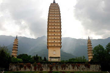 The Three Pagodas of Chongsheng Monastery in Dali, Yunnan province, China