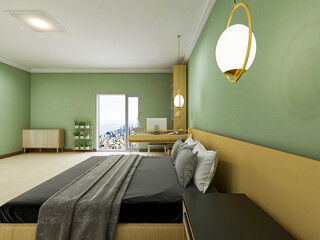 The cloakroom in the clean and tidy bedroom has beds, dressers, etc