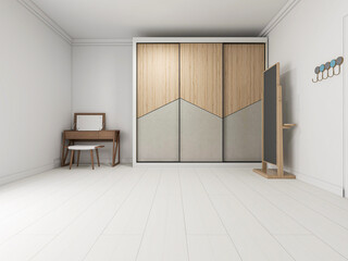 The cloakroom in the clean and tidy bedroom has beds, dressers, etc