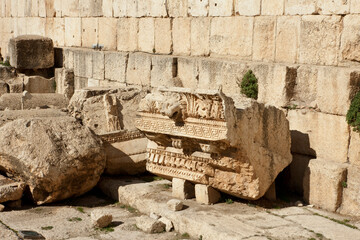 Roman Columns in Baalbek Roman Ruins, Lebanon