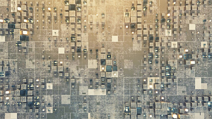 Sci-fi surface with cubes 3D render