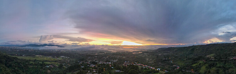 Sunrise over the city of Alajuela, Costa Rica