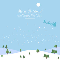 Merry christmas and Happy new year card. Happy winter. Santa claus to send gifts. Illustration vector.