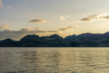 cloudy sky seen from the shore of Okanagan lake at morning British Columbia Canada