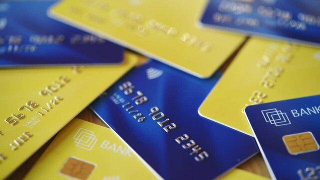 Group of many credit cards for contact less payments.