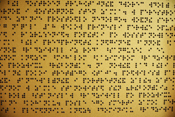 Braille plate.  Inscription for blind people