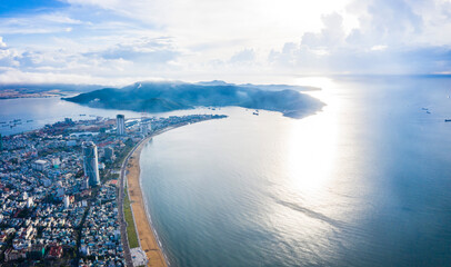 Beautiful landscape of Quy Nhon city, Vietnam from above.