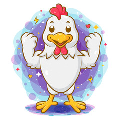 Strong rooster standing and showing good body