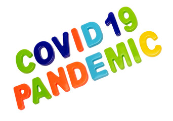 Text COVID-19 PANDEMIC on a white background.