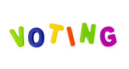 Text VOTING on a white background.