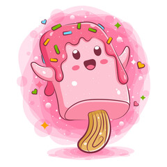 Happy ice cream cartoon character