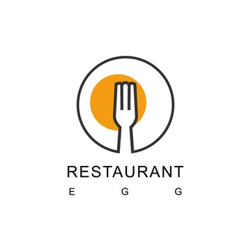 restaurant logo and fork with beef eye egg design
