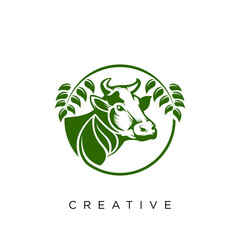 beef and leaf logo modern design vector icon symbol