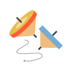 正月　年賀状　独楽　イラスト素材