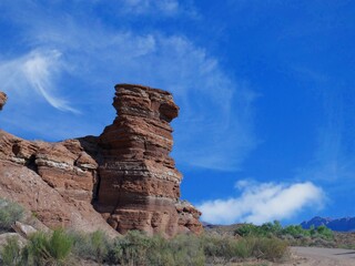 Close up of beautiful red rock formations along rugged back roads a few miles from the entrance of...