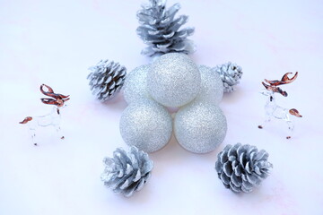 blue christmas balls and decorations