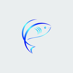 Fish line art logo creative design icon vector simple