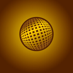 Globe line icon. golden disco ball. Logo Abstract design vector 