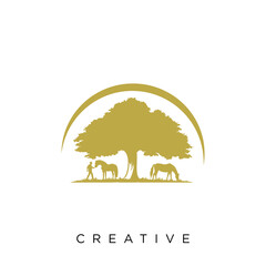farm horse logo design vector icon symbol
