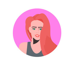 young woman profile avatar beautiful girl face female cartoon character portrait vector illustration