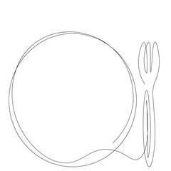 Fork line drawing. Vector illustration