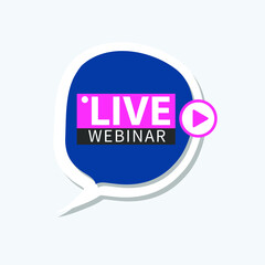 Live Webinar Button, icon, emblem label gradient Vector illustration flat linear badge and banner, bubble, scroll, text speech, sticker, ribbon, embem, poster.