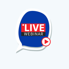 Live Webinar Button, icon, emblem label gradient Vector illustration flat linear badge and banner, bubble, scroll, text speech, sticker, ribbon, embem, poster.