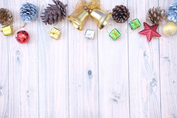 christmas decoration on wooden background
