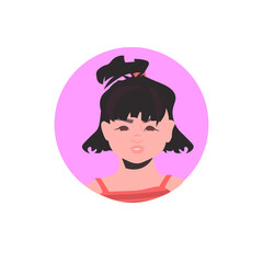 girl face avatar little child female cartoon character portrait vector illustration