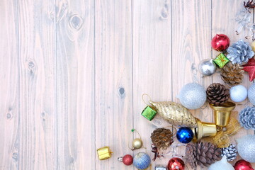 Fototapeta na wymiar christmas decoration on a wooden background