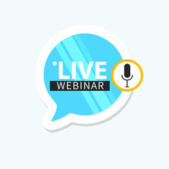 Live Webinar Button, icon, emblem label gradient Vector illustration flat linear badge and banner, bubble, scroll, text speech, sticker, ribbon, embem, poster.