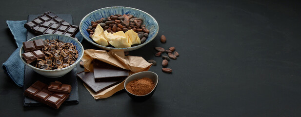 Delicious chocolate bars and pieces.