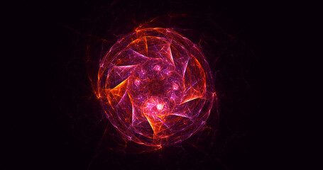 3D rendering abstract multicolored fractal light background with bright center