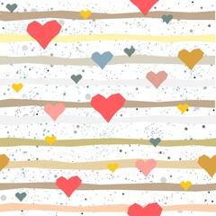 Cute Hearts Background. Seamless Pattern with hearts
