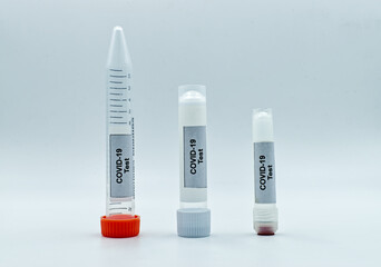 Test tube with Covid-19 label. Microbiology laboratory equipment. Coronavirus, Covid-19 test