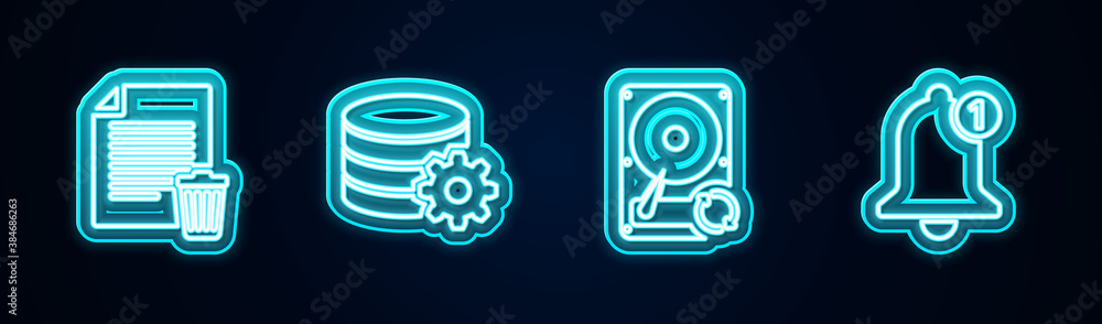Poster set line delete file document, setting database server, hard disk drive hdd sync refresh and bell. g